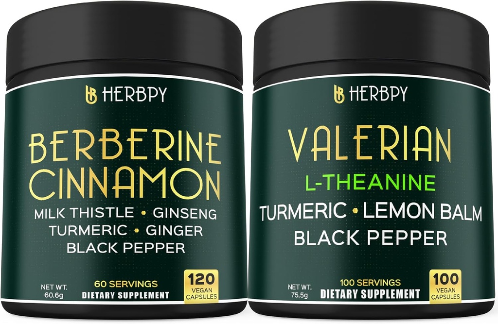 Pacote 7in1 Berberine HCl 97% & 5in1 Valerian Root Supplement