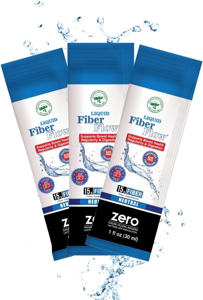 Desenhos nutricionais Fluxo de fibra líquida Suplemento de fibra de inulina prebiótica sem açúcar, bebida de regularidade do intestino natural para equilíbrio intestinal saudável, 100 pacotes