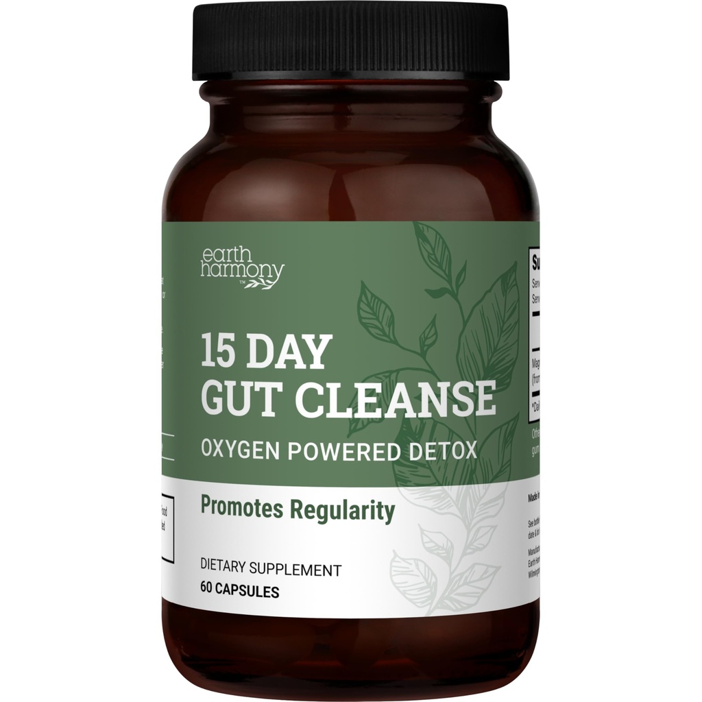 15 dias Gut Cleanse Detox para mulheres e homens - Vegan, Ingredientes não-GMO para perda da cintura e alívio da constipação com um 15 dia Cleanse Gut apoio sem Cramping, Como visto em TikTok (60 cápsulas)