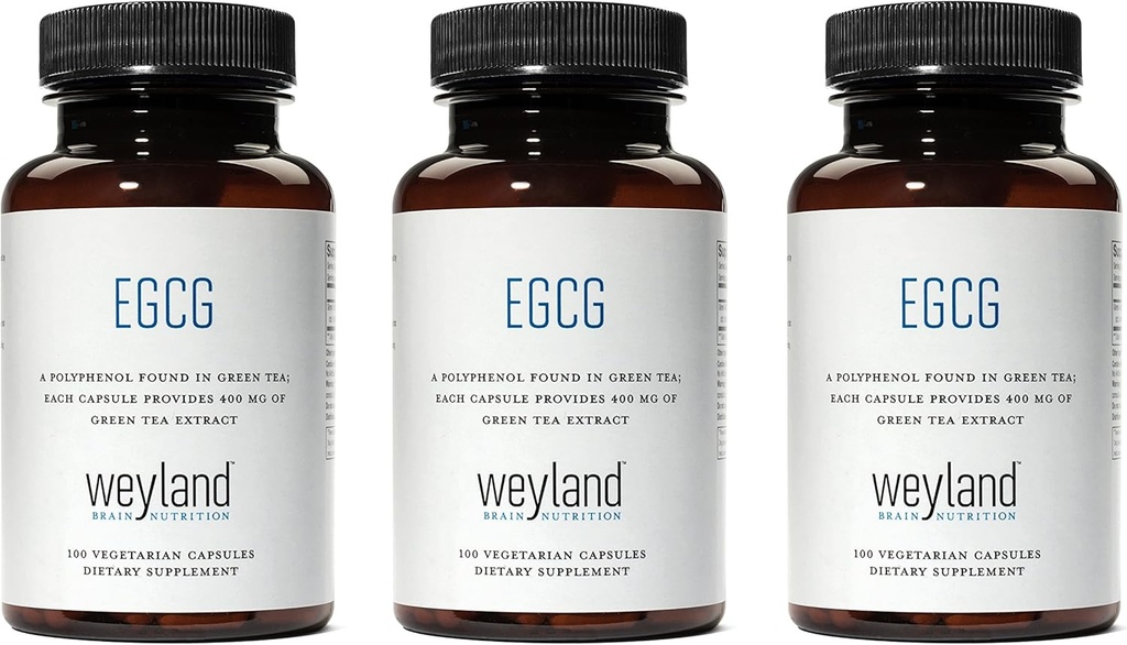 EGCG Extrato de chá verde 400 mg - Suplemento antioxidante Vegan, Glúten grátis 100 Cápsulas vegetarianas (Pacote de 3)