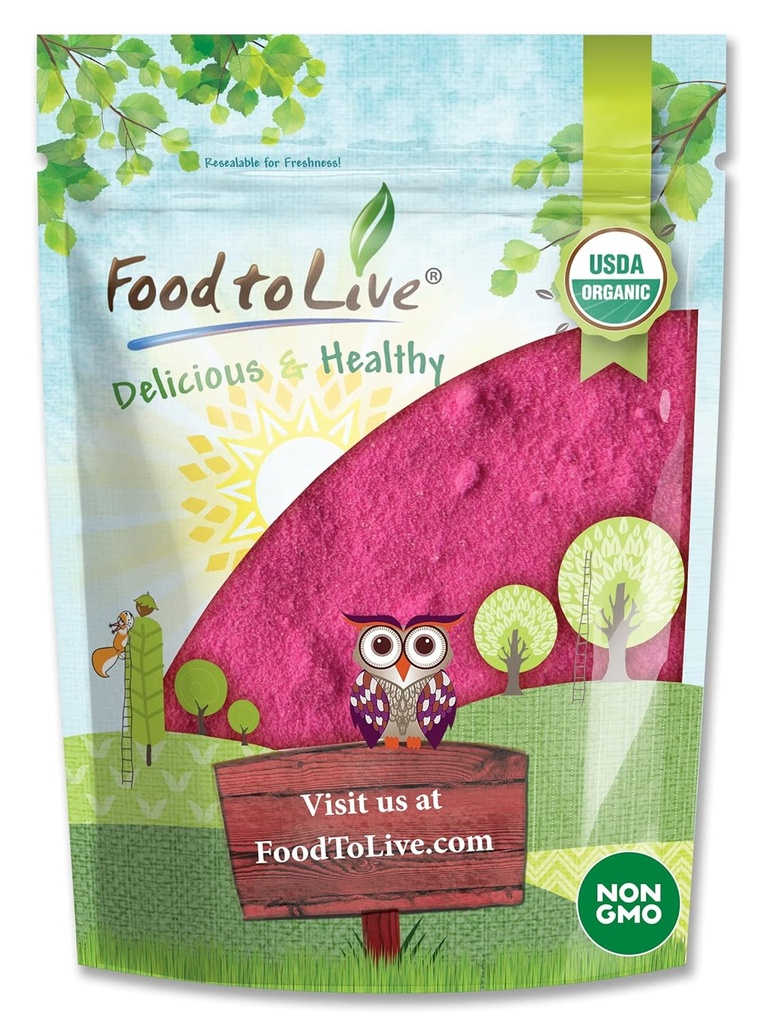 Comida para viver pó de fruta dragão orgânico, 1,5 libras – Não-GMO, Powdered Red Pitaya, Vegan, Bulk. Contém Maltodextrina. Rico em antioxidantes, fibra, vitamina C. Perfeito para batidos, smoothie Bowls