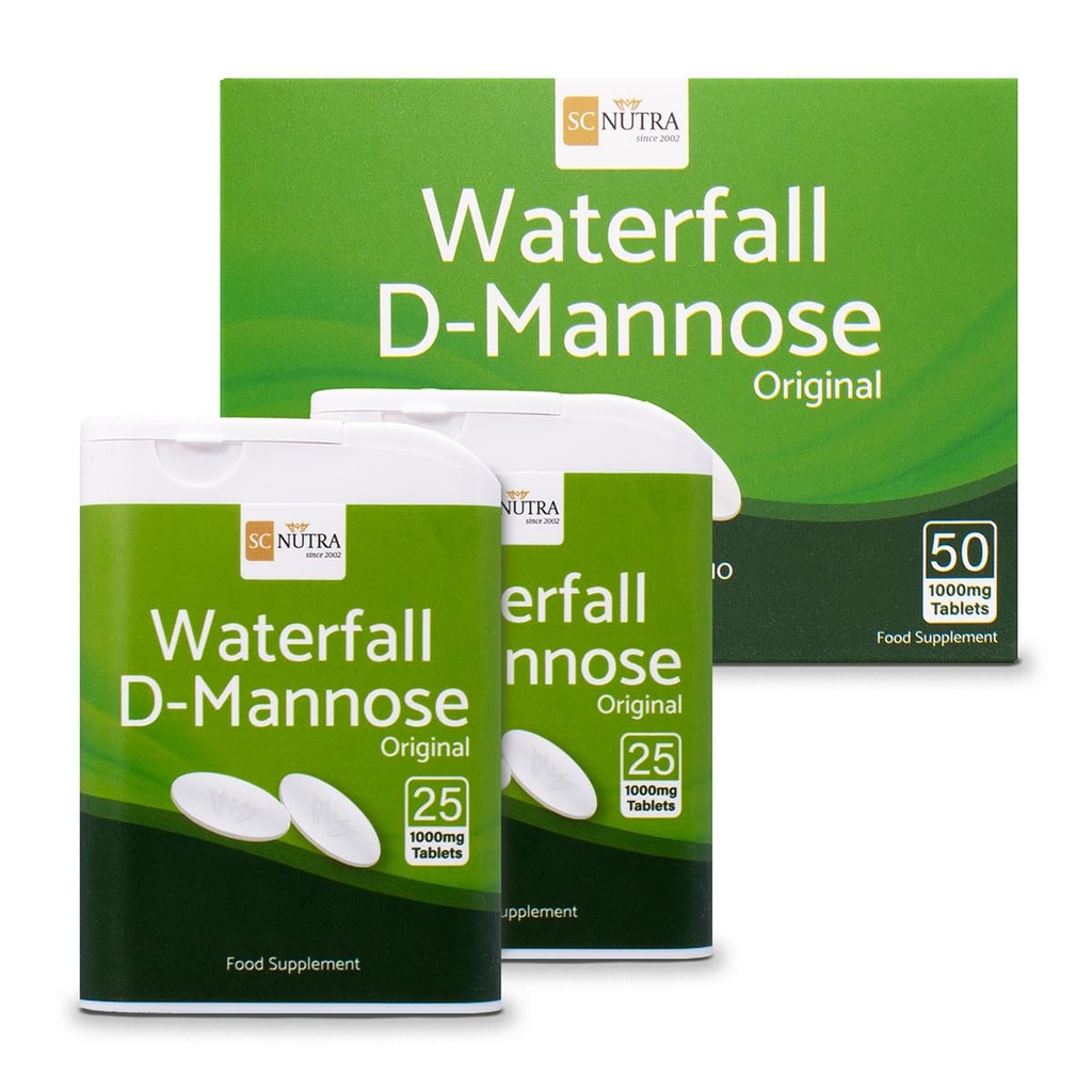 Comprimidos D-Mannose 1000mg - Cachoeira D-Manose originado Naturalmente de Birch - 50 Comprimidos - SC Nutra (Sweet Cures)