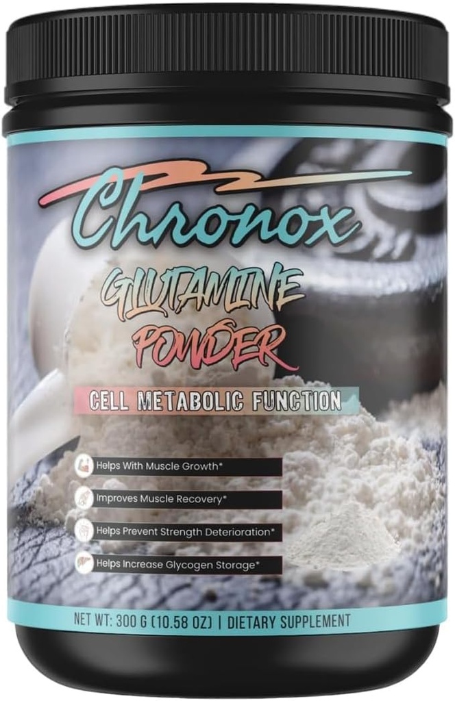 Chronox Pó de Glutamina Orgânico - Impulsiona Metabolismo Celular e Desempenho Físico - Suplemento de Glutamina para reparo e recuperação muscular - Glutamina Pó Orgânico melhora os níveis de fitness