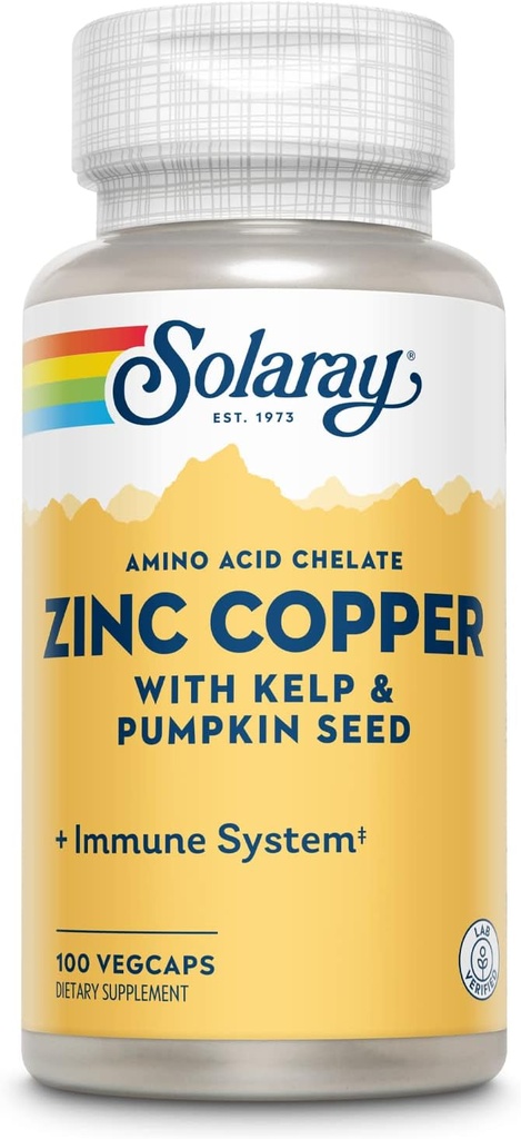 Zinco com cobre Solaray 100 VegCaps