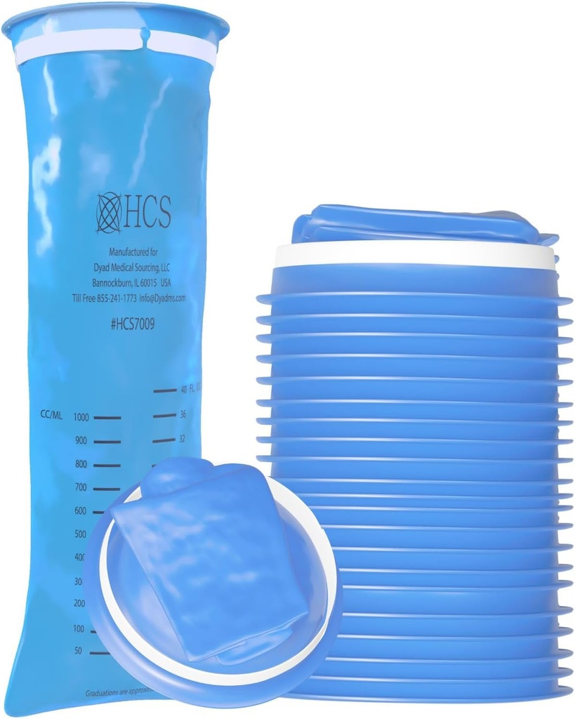 HCS Emesis Bags Descartáveis - Premium, Grau Hospitalar, Adultos e Crianças - Sacos de Vômito Descartáveis para Carro, Viagem, Uso em Casa - Vomitar, Vomitar, Puke - 24, Forte (40 fl oz)
