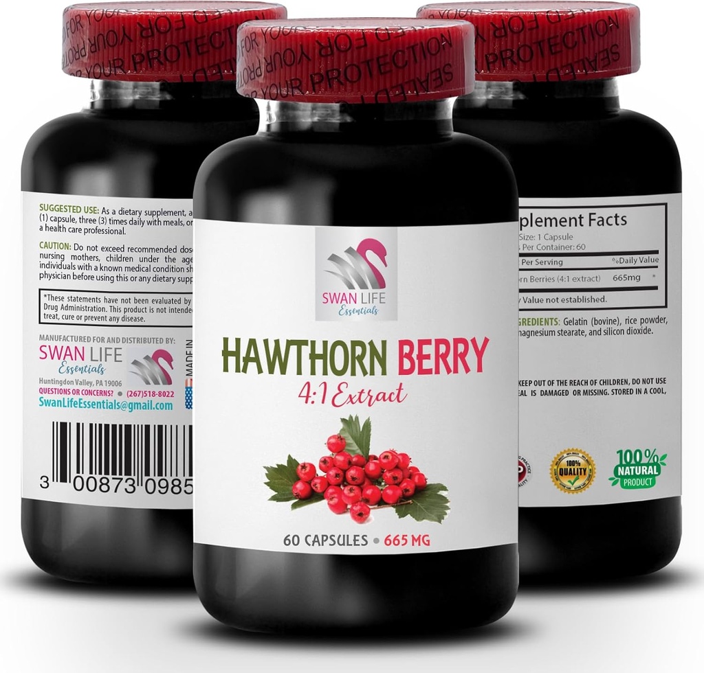 cápsulas de baga de hawthorn - BERRIES EXTRATO - suplemento de extrato de hawthorn, cápsulas de extrato de baga de hawthorn, extrato de baga em pó, energia de baga selvagem, pílulas de energia hawthorn 1 frasco 60 Cápsulas