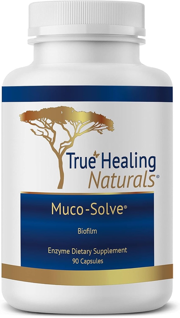 True Healing Naturals - Muco-Solve Biofilm - Gut Restauration and Gut Health - Unique Enzyme Combination to Dissolve Polysacaride & Fibrin Components of Biofilm - 90 Cápsulas