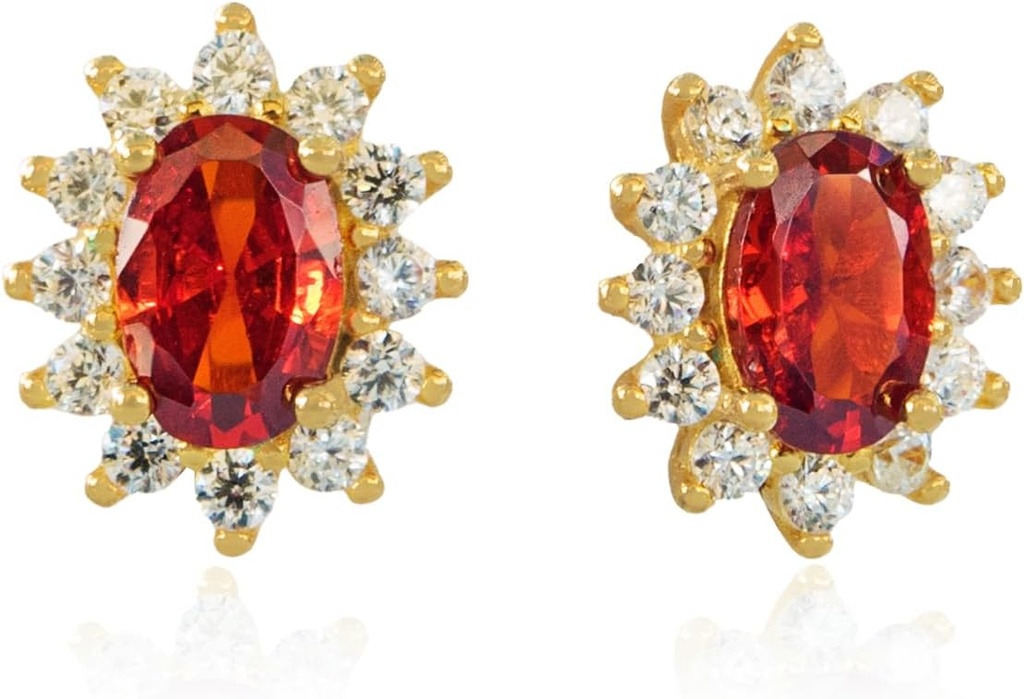 14K ouro amarelo banhado 925 Sterling prata vermelho zirconia brincos para mulheres