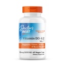 Melhor Vitamina D3 + K2 do médico (Vitamina K2 como MK-7), Suporta Osso, Tecido, & Saúde Arterial, Absorção de Cálcio • Não- GMO • Sem glúten • Vegetariano, 5000 UI, 60 Tampas Vegetares