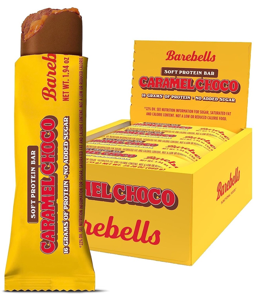 Bares de Proteína Macio Bares Caramel Choco - 12 Count, 1,9oz Bares - Lanches de Proteína com 16g de Proteína Alta - Bar de Proteína de Chocolate Fluffy com 2g de Açúcares Total - Lanchonete de Proteína Macio & Bares de Café da manhã