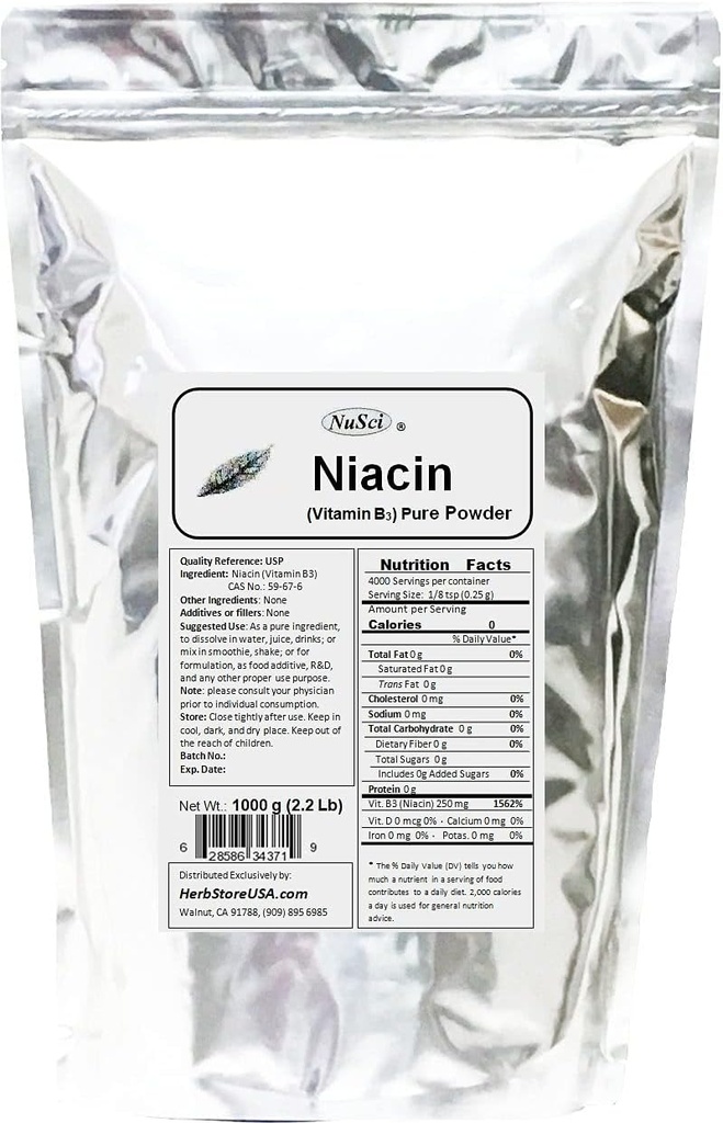 Niacina Vitamina B3 Pó puro (1000 gramas (2,2 lb))
