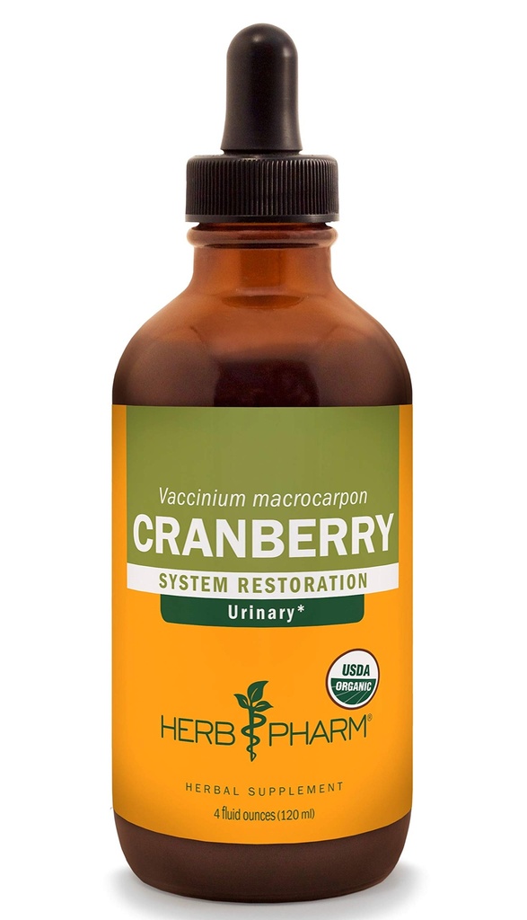 Herb Pharm certificado orgânico extrato líquido de cranberry para suporte de trato urinário - 4 onça