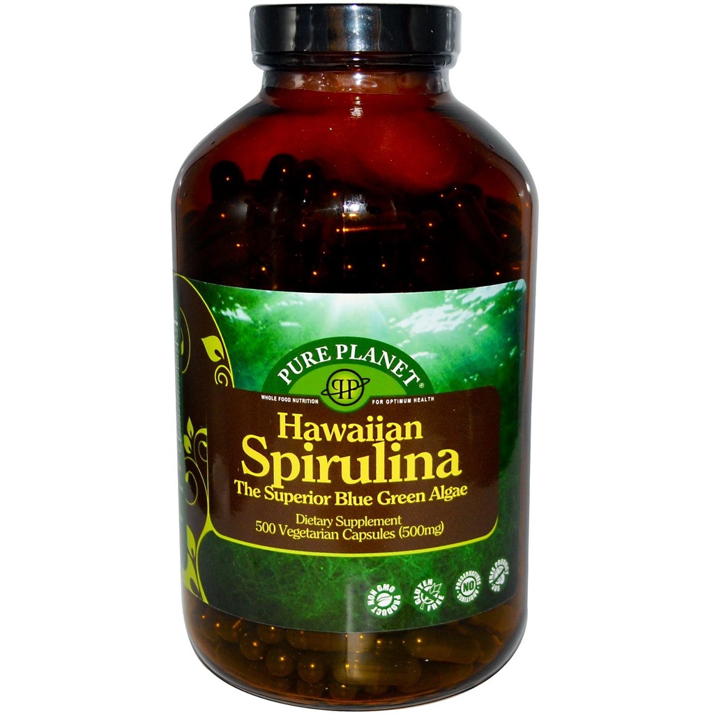 Pure Planet Spirulina - 500 mg - 500 Cápsulas Vegetarianas