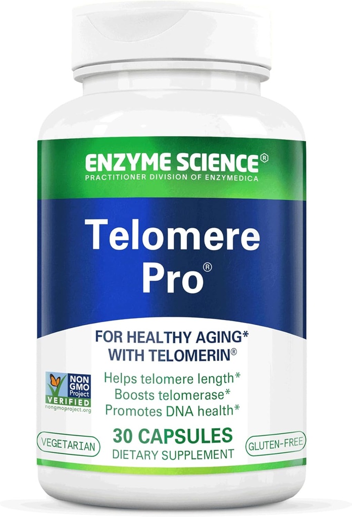 Enzyme Science Telomere Pro Apoia Saúde Celular, Produção de Energia e Envelhecimento Saudável Formulado com Vitamina D3, Rhodiola e Astragalus