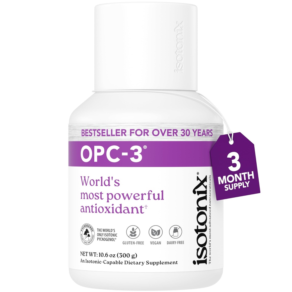 OPC-3 Isotonix - Suplemento antioxidante - Picnogenol, Extratos de sementes de uva, Bilberry, Vinho Vermelho & Extratos de casca de pinheiro - para coração e suporte circulatório - Isotônico, Vegan, Gluten Free - 90 Servings