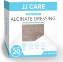 JJ CUIDADO Silver Alginate Alginate Wound Dressing (Pack of 20) 4x5, Silver Alginate Wound Dressing Individualmente embalado, Altamente absorvente Não-Aderente Bandagens para Cuidado da Ferida