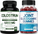 Colostro (120 Colostro) Cápsulas Bovinas para Adultos e Glucosamina Chondroitin (60 Gummies) Suplementos Conjuntos para Homens e Mulheres com Delicioso sabor de framboesa - Vegan Safe & Made in USA