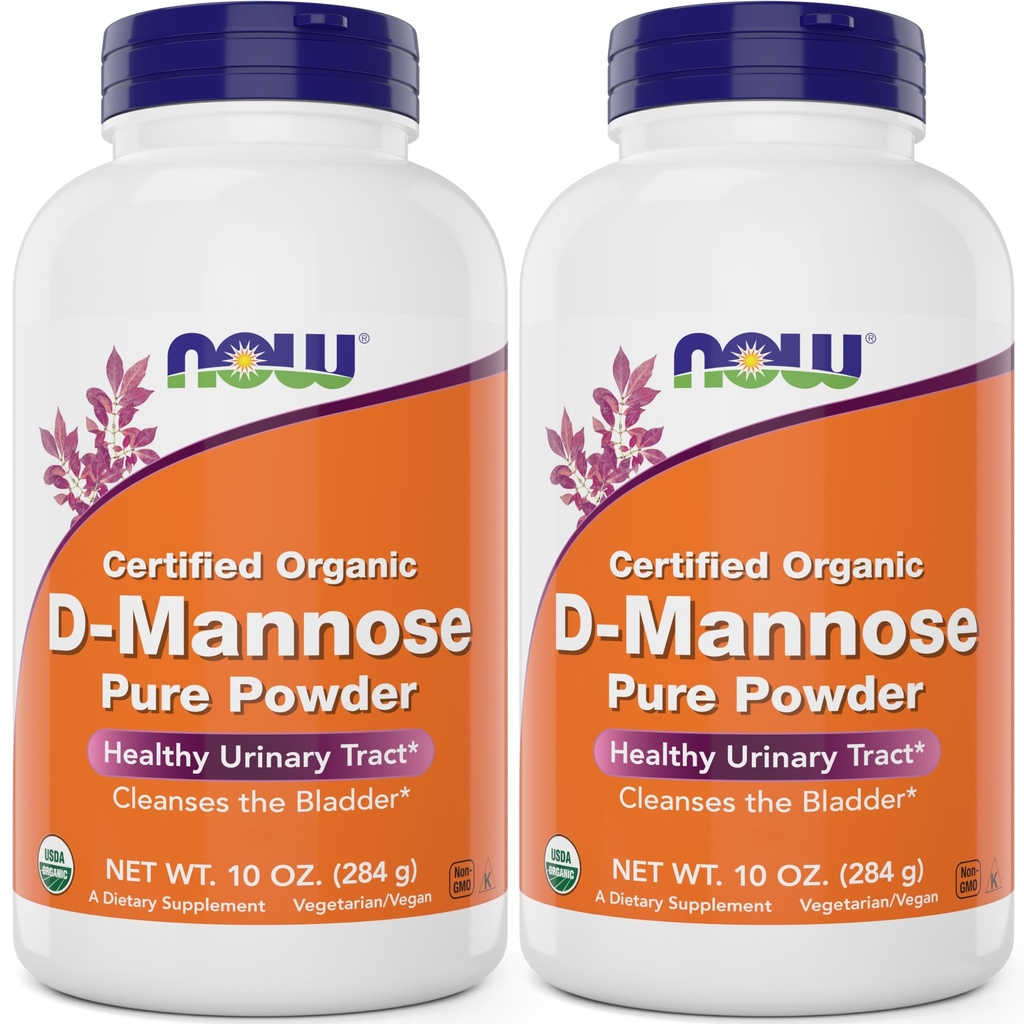 AGORA Alimentos puros, orgânicos D-Mannose 10 onças em pó (Pacote de 2) - Limpeza de bexiga e trato urinário Suplemento de saúde - Não-GMO - Vegan Friendly - 2000mg / 2 Grams por serviço