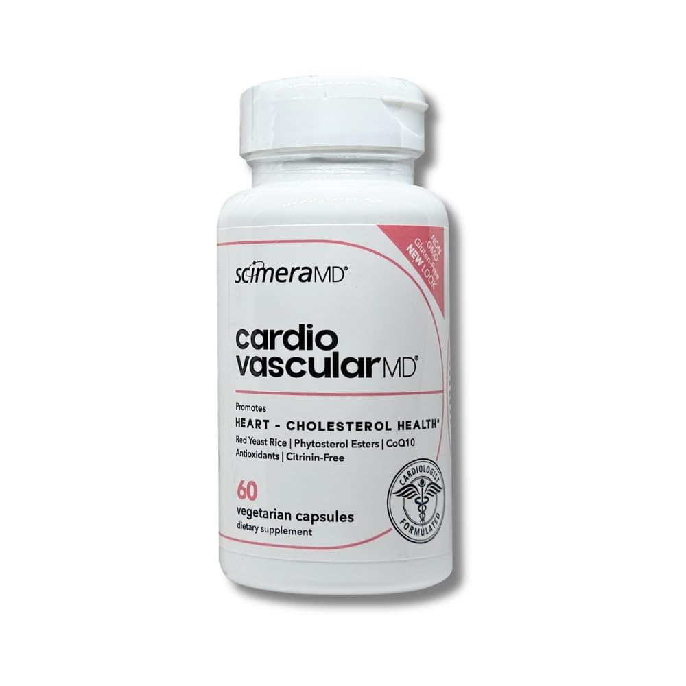 ScimaMD® CardiovascularMD Suplemento de arroz de levedura vermelha com Fitosterol Ester e CoQ10 para saúde cardíaca e suporte de colesterol, 60 CT