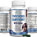 Suporte de tiroide com iodo - Metabolismo Booster, impulsionador de energia, aumentar o foco - Premium Não-GMO Suplemento de tireóide 60 Cápsulas