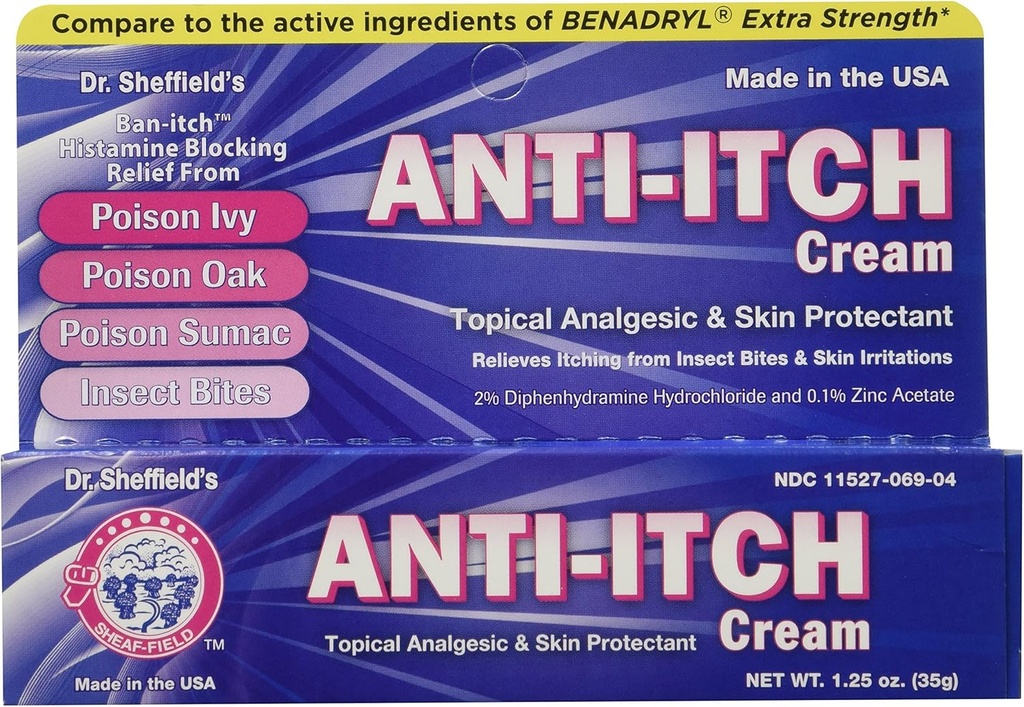 Creme anti-Itch com bloqueador de histamina, 1,25 oz