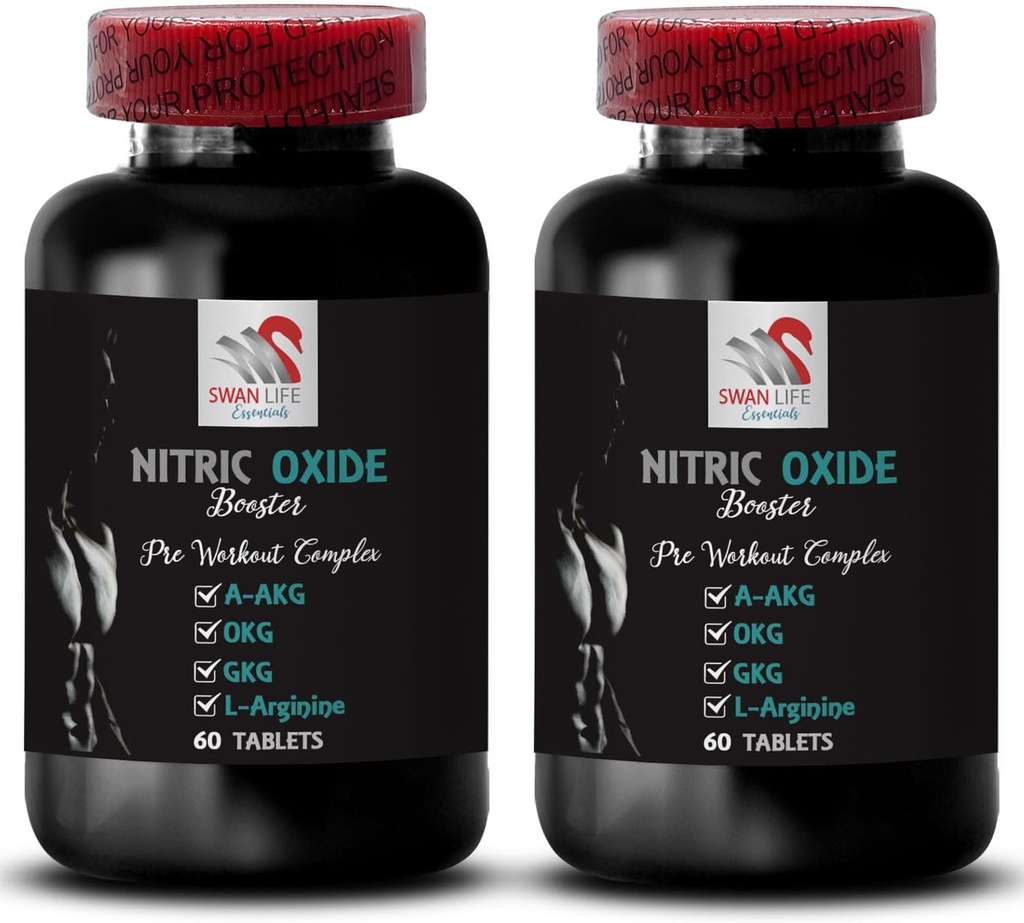 Suplementos de óxido nítrico para homens - NITRIC OXIDE BOOSTER - L-Arginina, suporte de força, reforço de resistência, suplemento de exercício, fórmula de energia, mistura de energia, foco de treinamento 2 garrafa 120 comprimidos