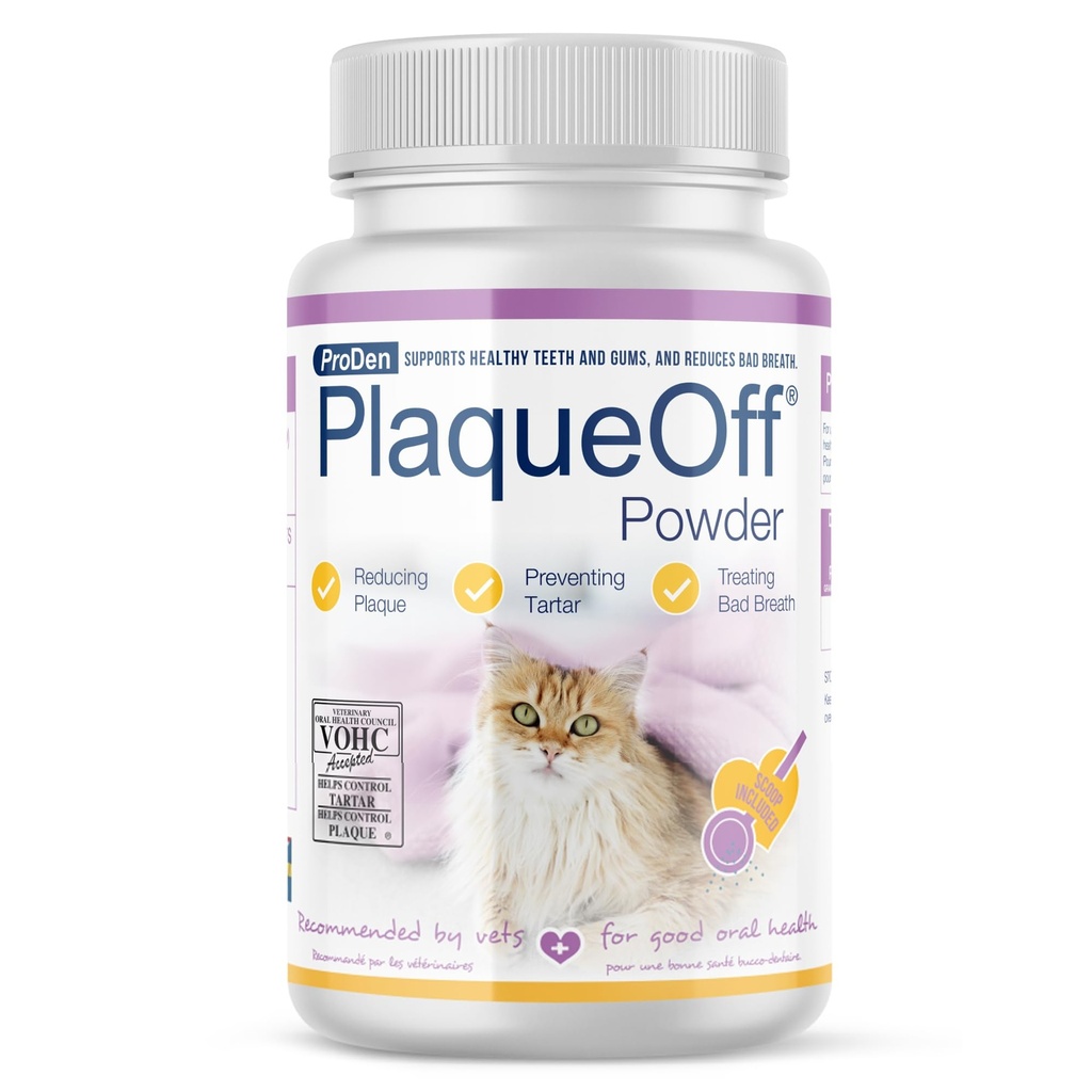 ProDen PlaqueOff Pó para Gatos - Redutor de Placa e Tártaro, Alisador de Respiração, Cuidado Oral Felino - 40g