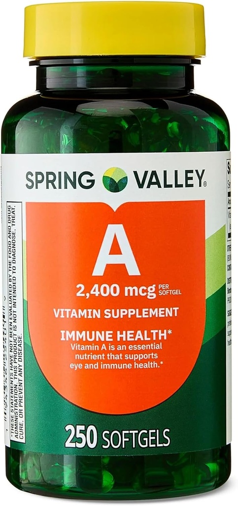Vitamina A Softgels, 2400 mcg, 250 Count + Portable Pill Container (2 itens)