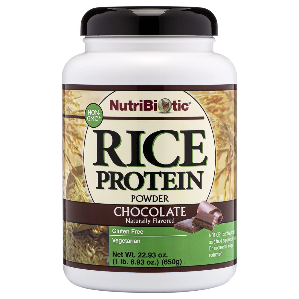 NutriBiotic Chocolate Rice Protein, 1 lb. 6,9 oz □ Baixo carboidrato, Vegetarian & Keto-Friendly Raw Protein Powder