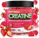 Creatina Mono-hidratado Gummies para homens e mulheres 120 CT - 5600mg de Creatina Mono-hidratado por serviço, Creatina mastigável Mono-hidratado para apoio muscular & Energia Boost, Açúcar livre, Vegan (Flavor de framboesa)