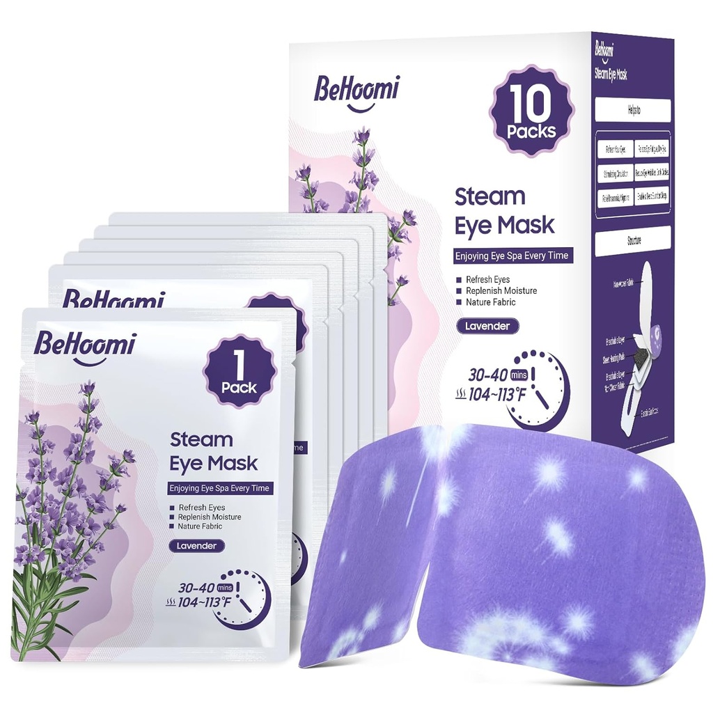 Máscara de olhos a vapor, 10 embalagens Máscara de olhos aquecidos, Auto aquecimento descartável SPA Warm Compress for Eyes Sleep Máscara, Relaxante Máscaras de olhos de umidade, Viagens Essenciais e presentes de relaxamento (Scente de lavanda)