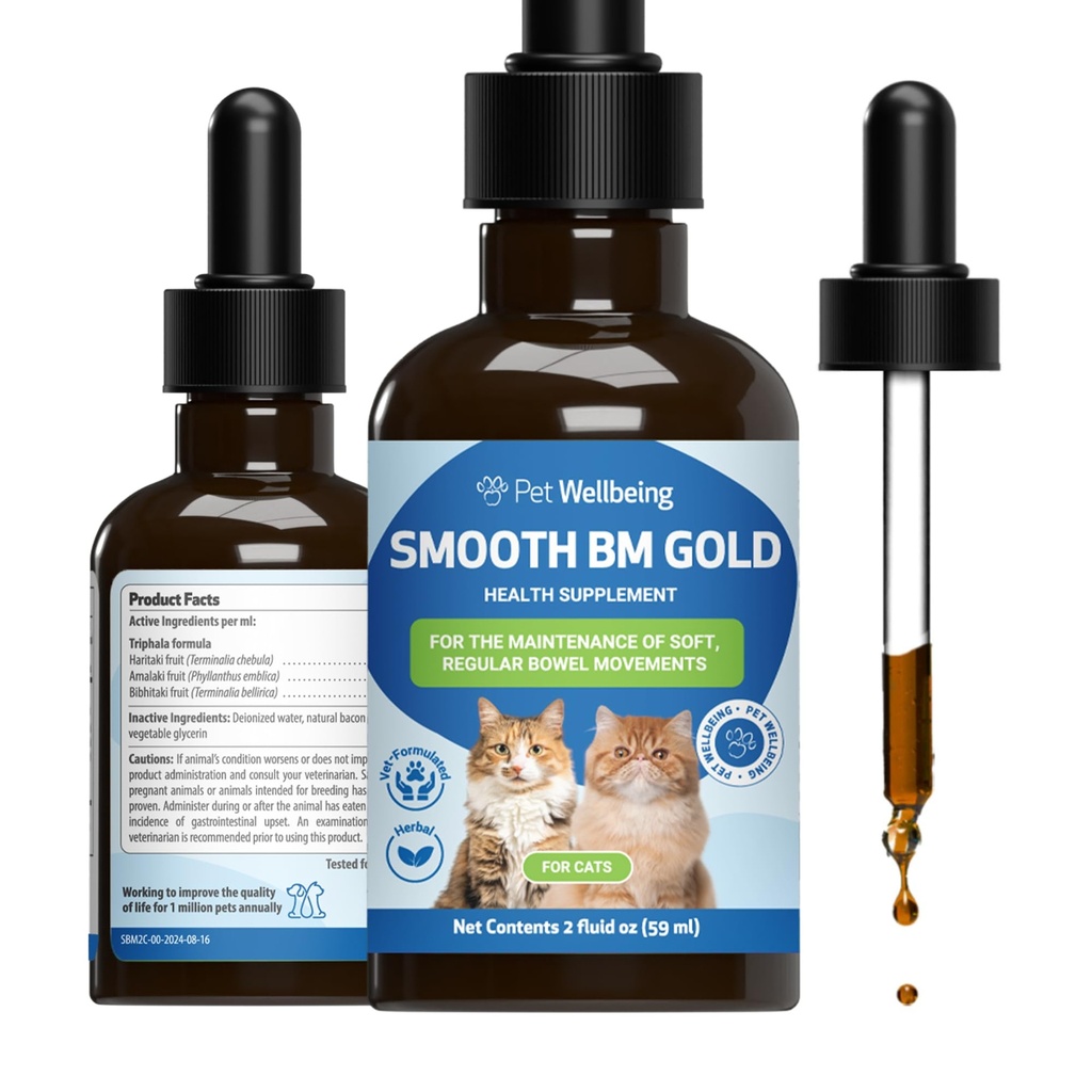 Bem-estar animal de estimação BM Ouro para gatos - alívio de constipação suave para felinos - suplemento de ervas naturais 2 onças (59 ml)