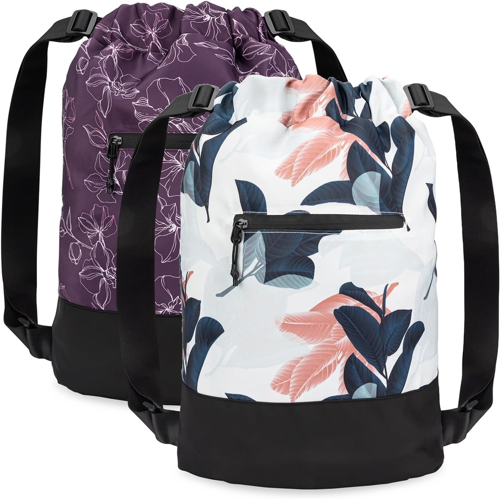 [2-Pack] Flex Cinch Drawstring Gym Bag para as mulheres com design gráfico