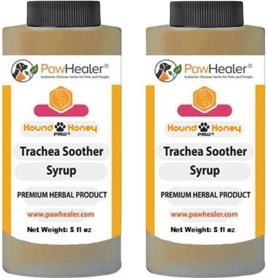 PawHealer Trachea Soother Syrup 2PAK Hound Honey - Remédio de ervas naturais para sintomas de traqueia colapsada - Sabe bem - Fácil de administrar (5 fl oz /ea) ...