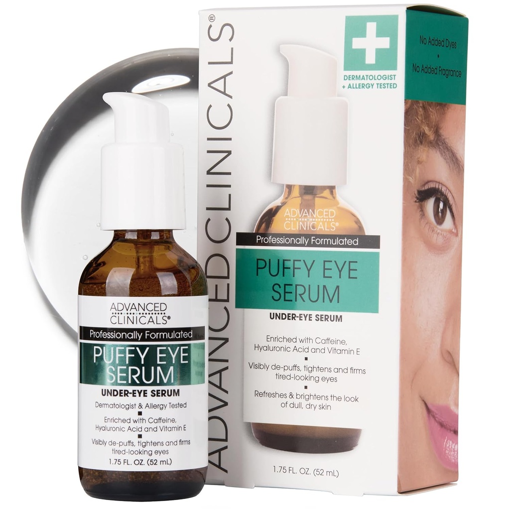 Clínicos avançados Puffy Olho sob o soro do olho □ Visível Anti envelhecimento brilhante Vitamina C + Cafeína Serum ajuda a melhorar a aparência de Puffiness, linhas finas, círculos escuros, e Tom de pele irregular, 1,75 Fl Oz