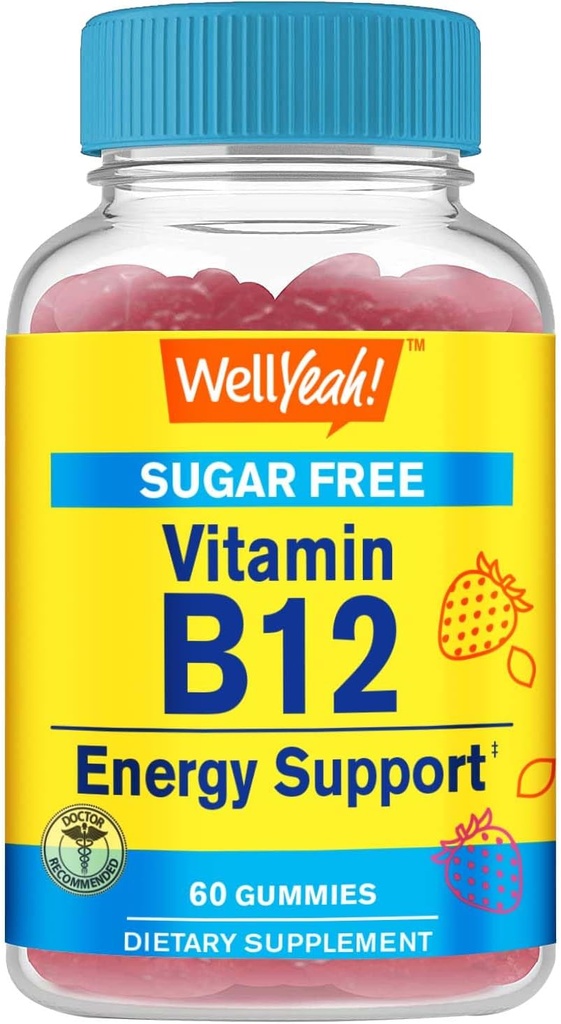 BemSim Vitamina B12 1000mcg Pastilhas de açúcar grátis Suplemento dietético para energia e Metabolismo Suporte