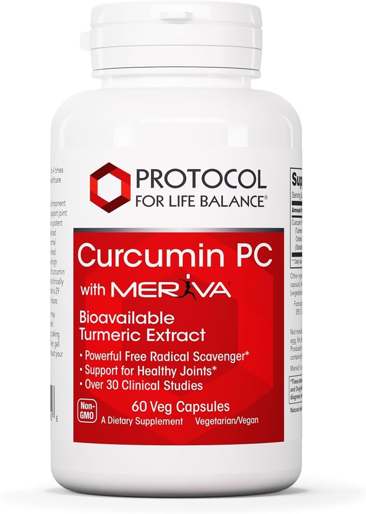 PROTOCOLO PARA A VIDA BALANCE Curcumina PC - com Fosfatidilcolina para Absorção - Mobilidade Conjunta, Flexibilidade e Suporte Imune - Suplemento Acúrmico - Não-GMO & Halal - 60 Cápsulas Veg
