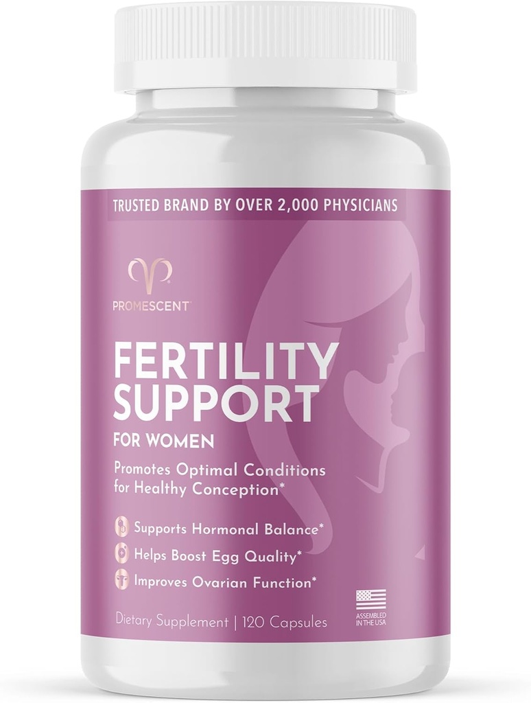 Suplemento de Fertilidade Promescente para Mulheres com Vitaminas Pré-Natais – Ácido Fólico, Ferro, Vitamina C/D/B6/B12, Zinco, Selênio e Ashwagandha para apoiar Concepção de Ovulação Saudável & Gravidez, 120 Cápsulas