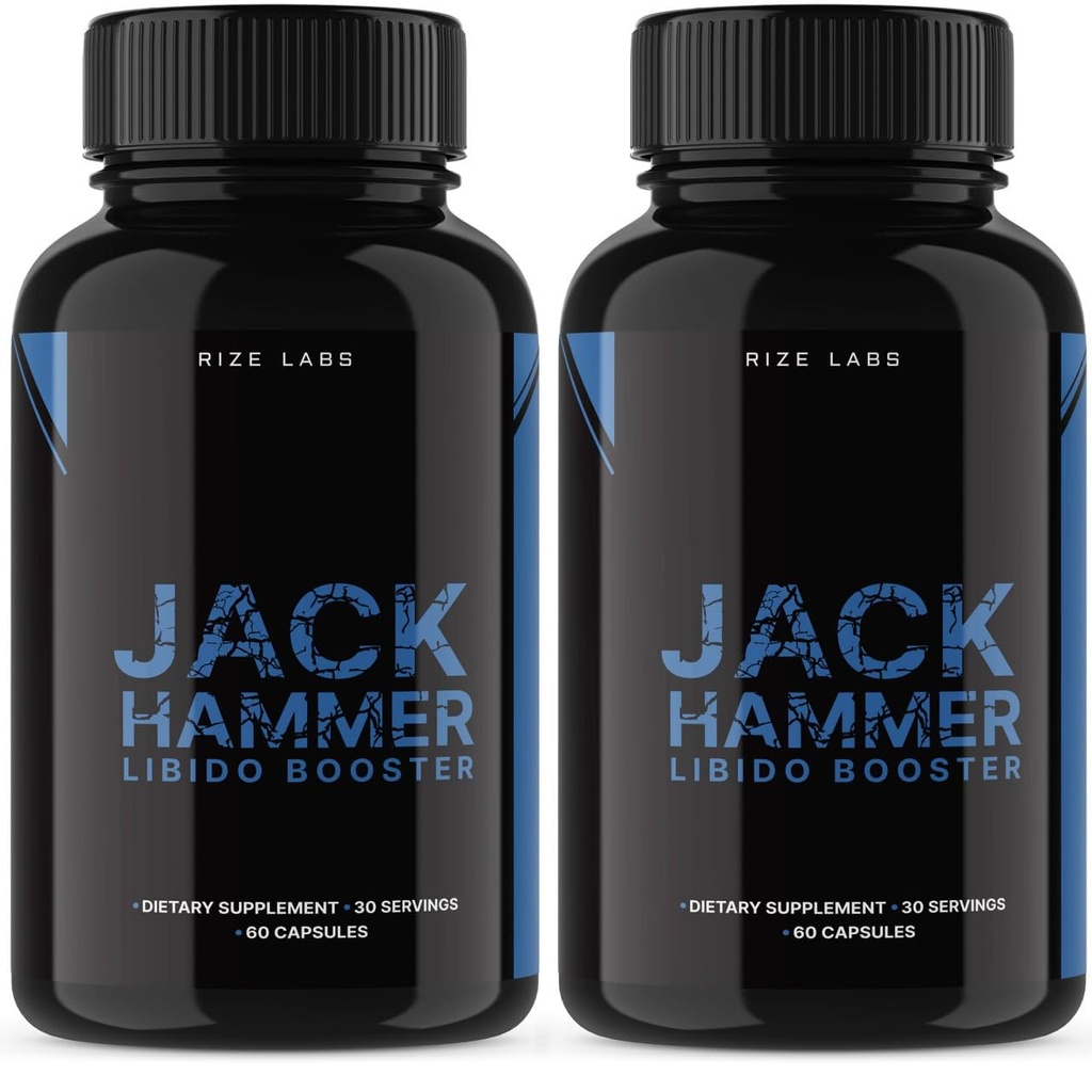 Rize labs - Jack Hammer Libido Booster Suplemento para Homens, Fórmula Tudo Natural para melhorar o desempenho (120 Cápsulas)