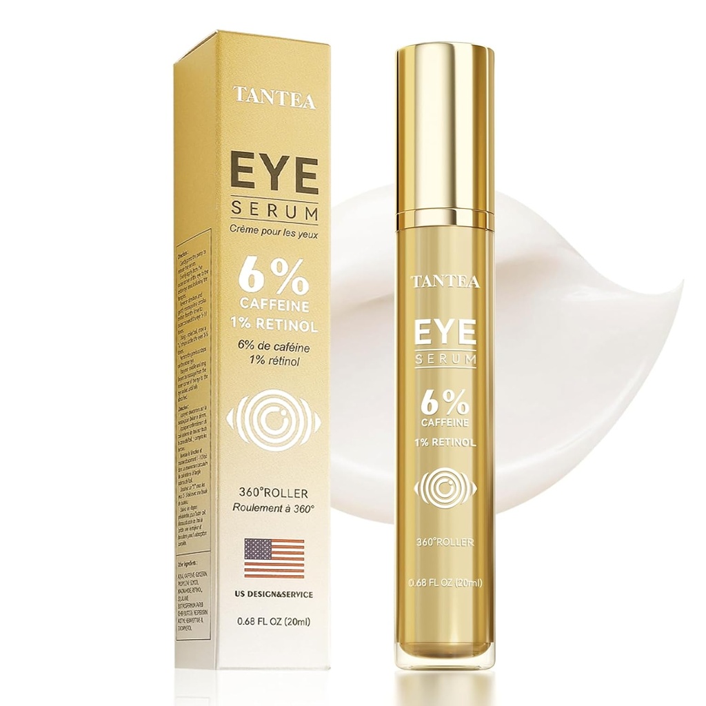 6% Creme de olho de cafeína para Puffy Eyes & Dark Circles, soro de olho com retinol 1% para bolsas de rugas Sob olhos anti-envelhecimento