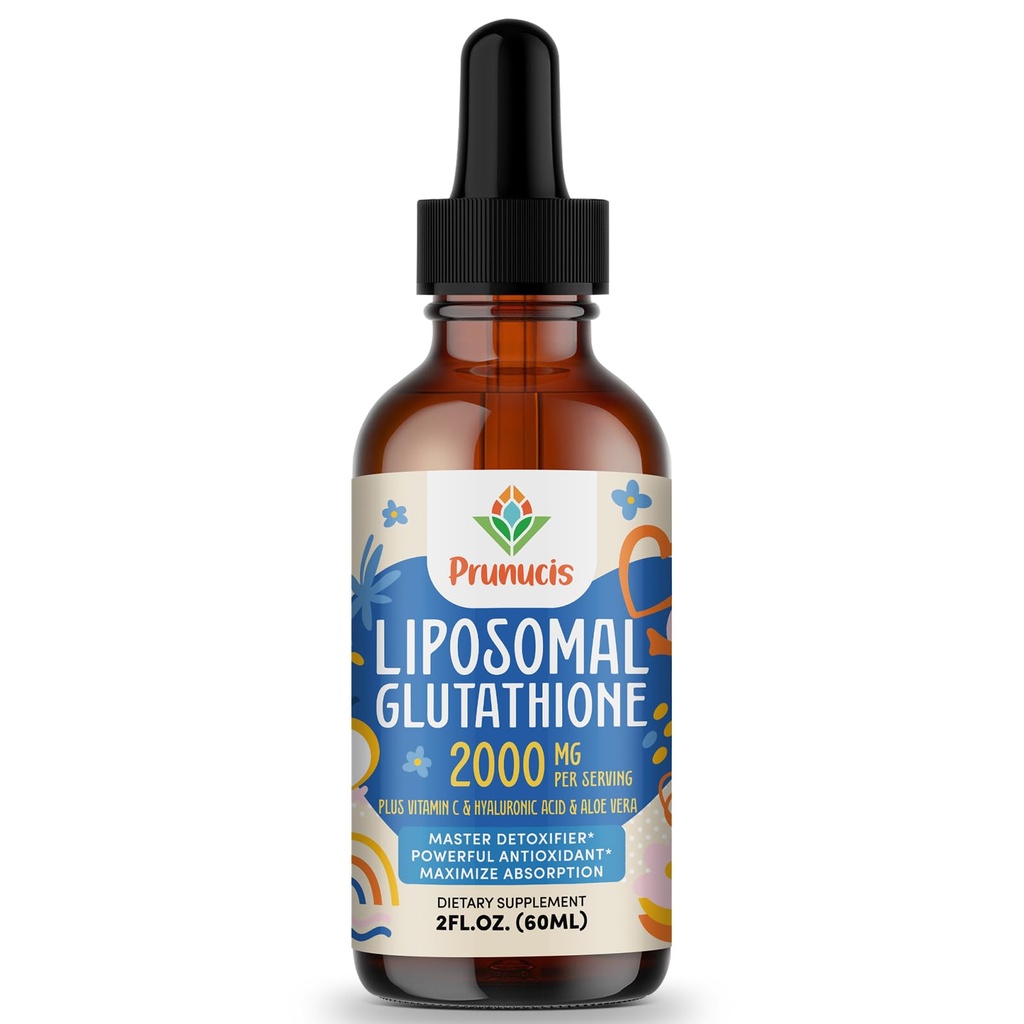 2000MG Lipossômico Glutationa Liquid, 98% Absorção, Forma ativa L-Glutationa Suplemento, Vegan Friendly, Complexo poderoso antioxidante para o sistema imunológico, Defesa do envelhecimento, Detox, 2 FL.OZ