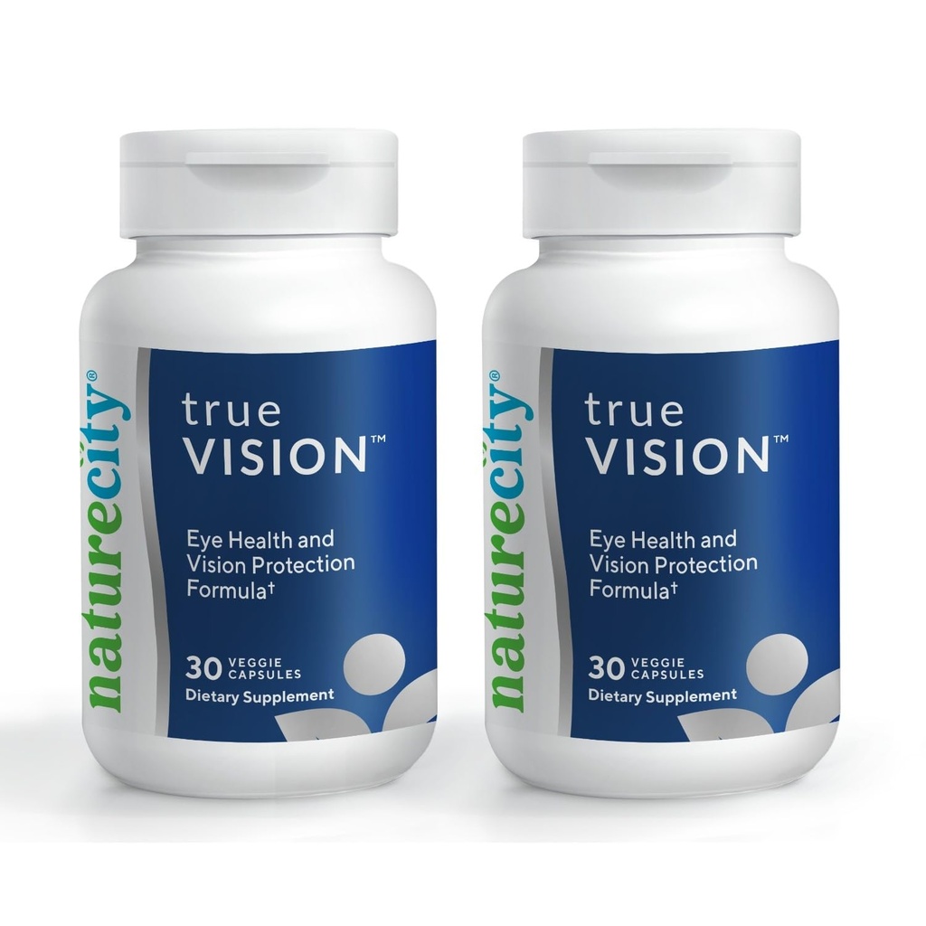 NatureCity True-Vision Eye Health Supplement - Lutein e Zeaxanthin com alta potência Saffron 20mg - Blue Light Protection, Support Visão Central e Noite (60 Cápsulas Veggie)