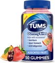 TUMS Gummy Bites Suplemento dietético para alívio ocasional da azia, estômago irritado e indigestão ácida, sabores variados de frutas - 50