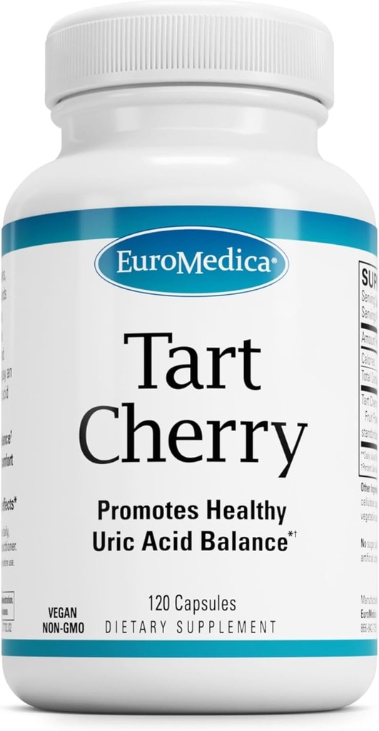 EuroMedica Tart Cherry - Suplemento antioxidante para apoiar saudável equilíbrio ácido úrico & saúde conjunta - Vegan Suplemento Nutricional - Suplemento dietético para ajudar a recuperação após o exercício - 120 Cápsulas