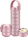 Organizador de pílulas semanal de metal Zannaki, caixa de pílulas de viagem grande 7 dias, caso de pílula diária impermeável com alça de silicone, suporte de pílulas portátil de liga de alumínio para a vitamina, medicina, suplemento, pílulas