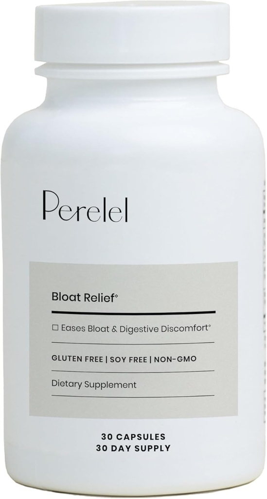 Perelel Digestive Health Supplement with Organic Ginger, Lemon Balm, & Fennel, to Support Gut Health & Digestive Comfort, Botanical Supplement for Women & Men, Soy, Dairy & Gluten Free, 30 comprimidos