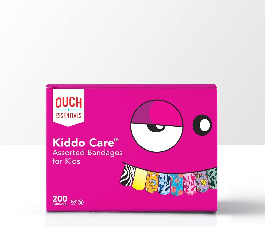 Ouch Essentials Kiddo Care - Bandagens de adesivo para crianças, estilos variados, 200 Conde