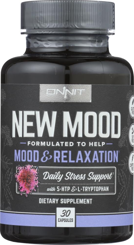 Onnit New Mood Dietary Supplement, Mood & Relaxation, Suporte ao estresse diário, Gluten Free, 30 Cápsulas