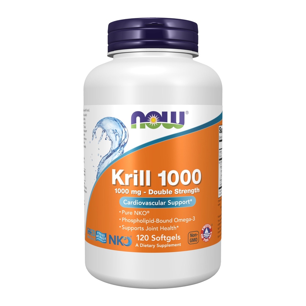Now Foods Supplements, Neptune Krill, Double Strength 1000 mg, Phospholipid-Bound Omega-3, 120 Softgels
