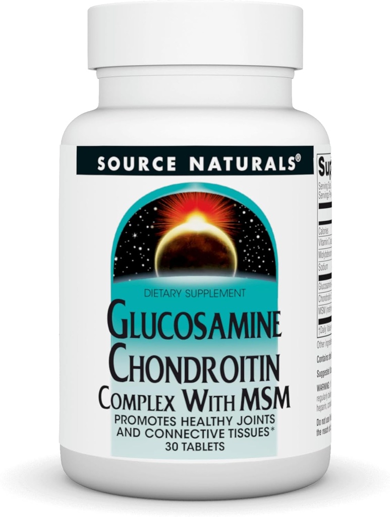 Fonte Natural Complexo de condroitina de glucosamina com HSH, Promove articulações saudáveis e tecidos conectivos* - 30 Comprimidos